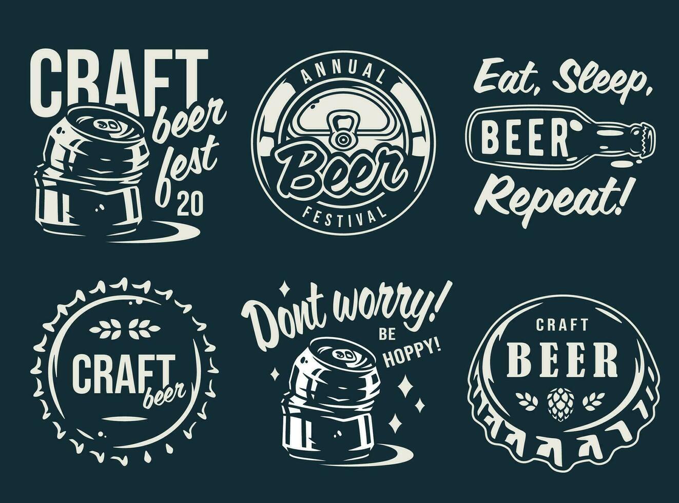 emblèmes avec artisanat Bière baril, saut et bouteille vecteur