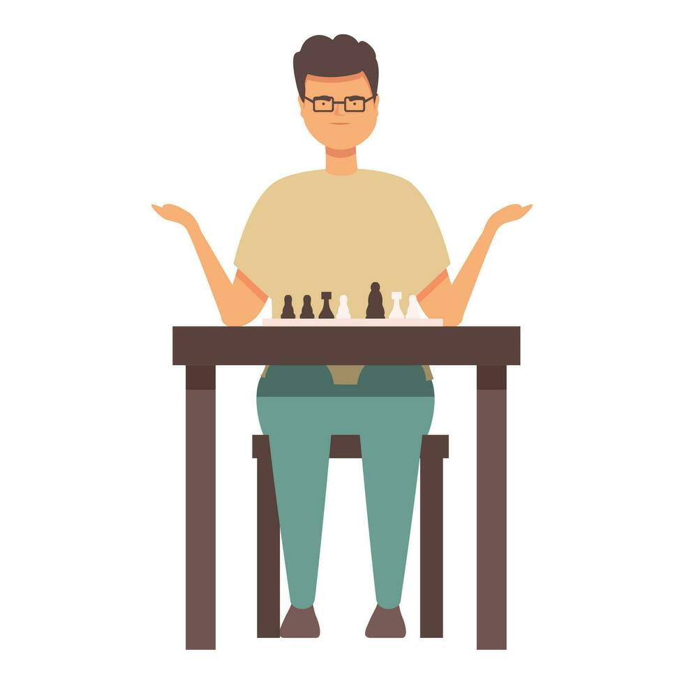 garçon échecs jouer icône dessin animé vecteur. école table sport vecteur