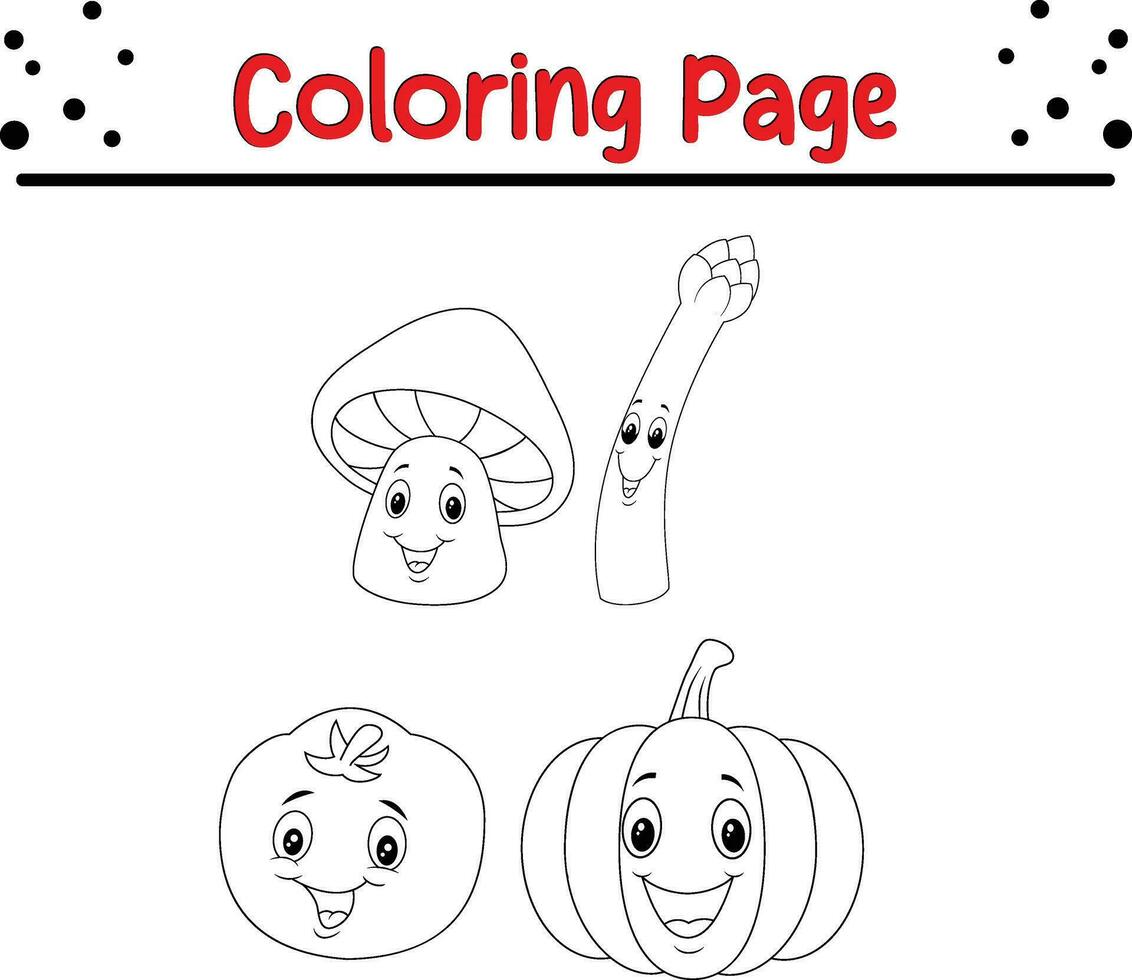 coloration page mignonne légume dessin animé personnage vecteur