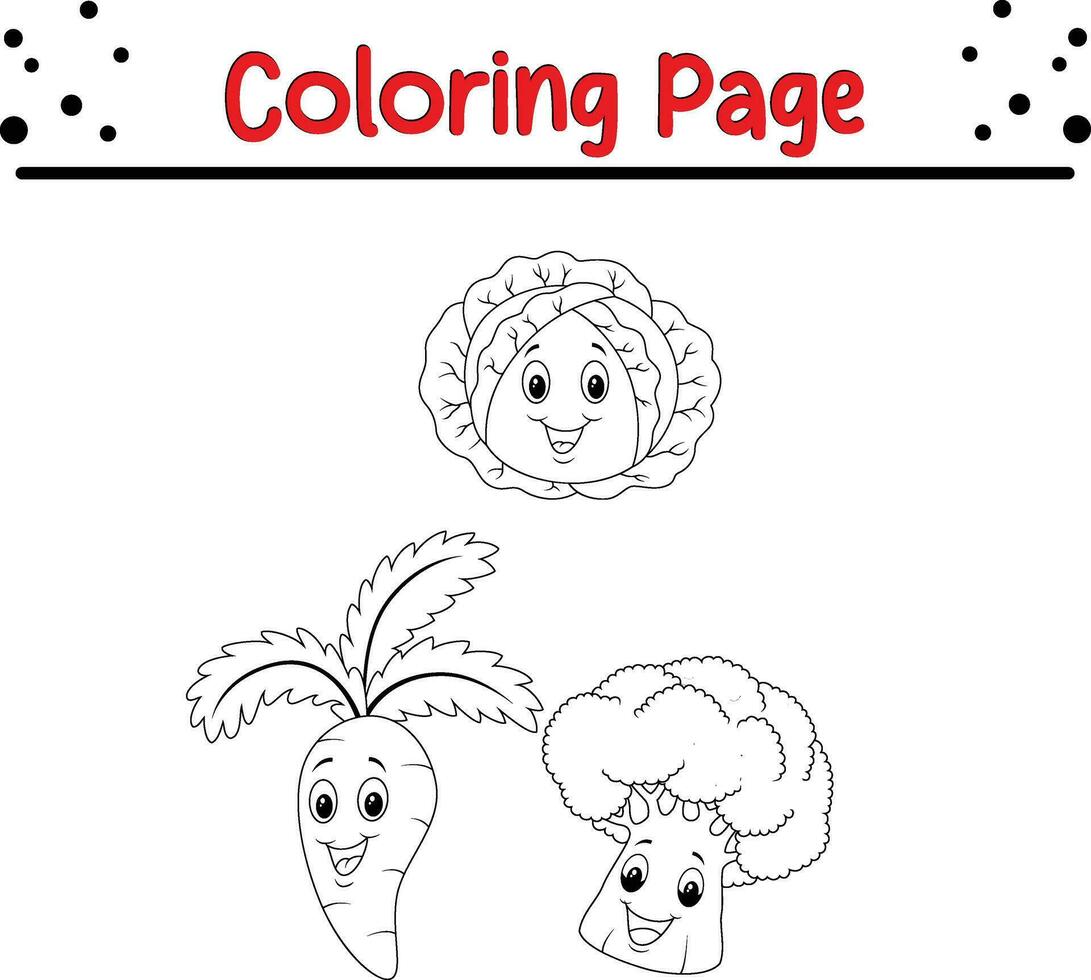 coloration page mignonne légume dessin animé personnage vecteur