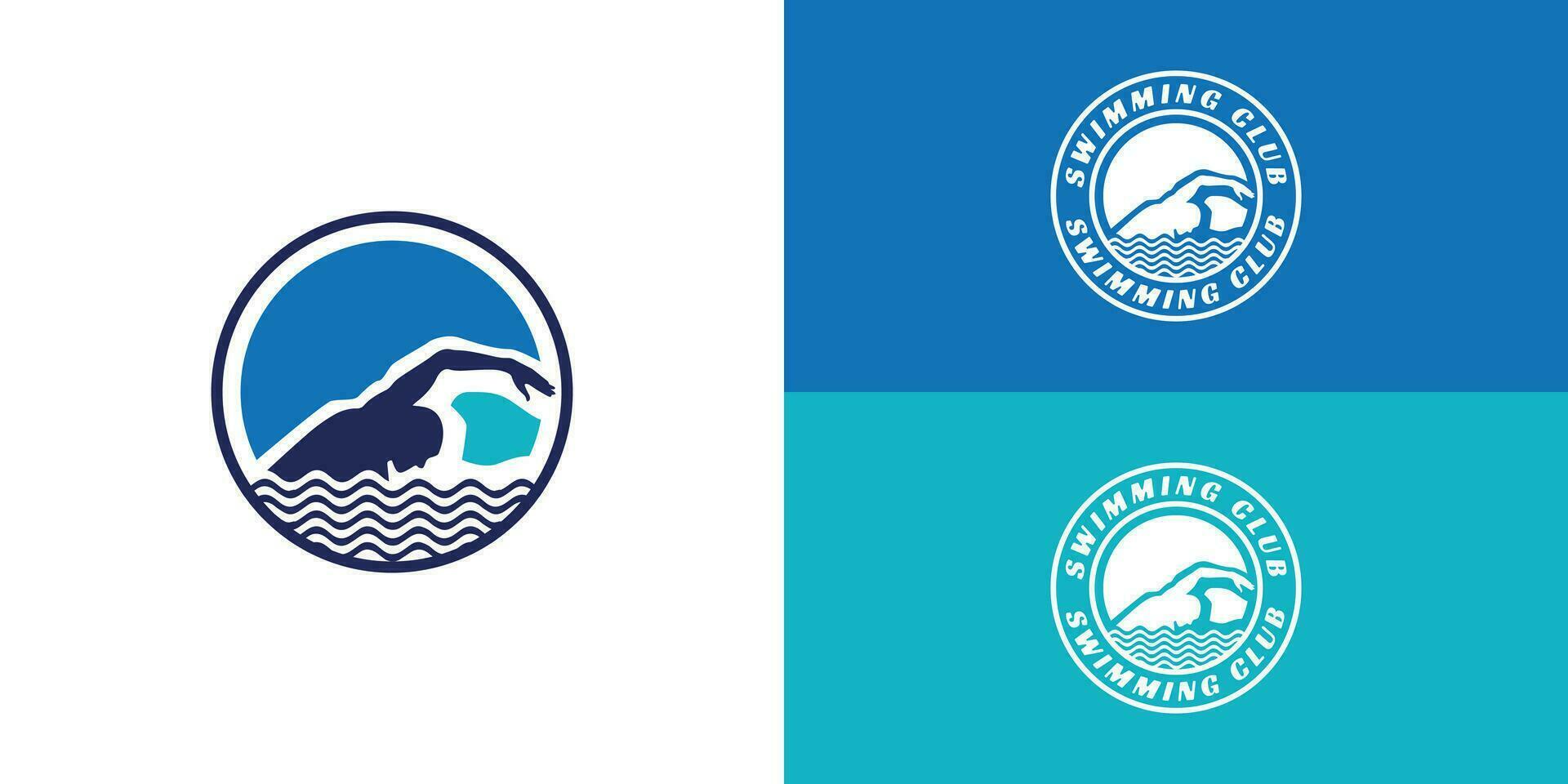 ancien nager sport timbre autocollant emblème étiquette appliqué pour nager et bassin logo présenté avec plusieurs Contexte couleurs et il est adapté pour nager club logo conception inspiration modèle vecteur