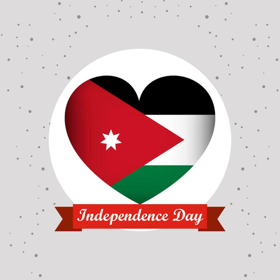 Jordan indépendance journée avec cœur emblème conception vecteur