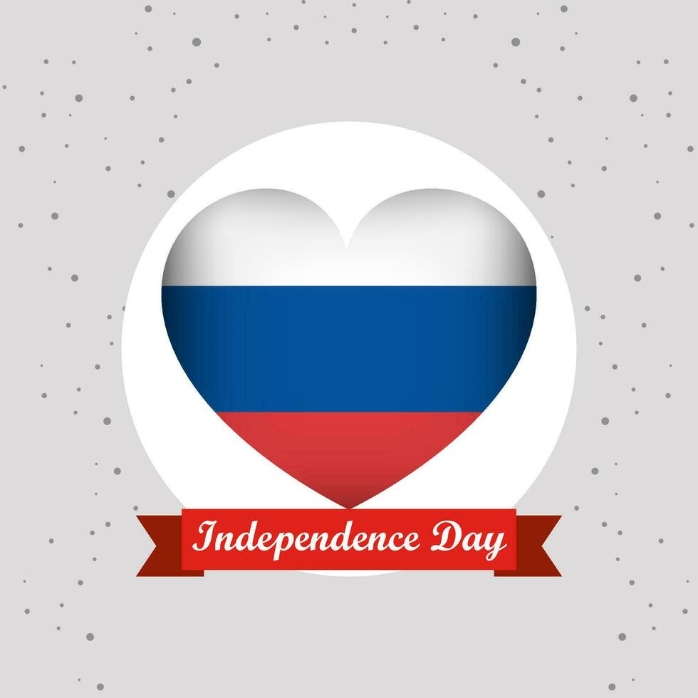 Russie indépendance journée avec cœur emblème conception vecteur