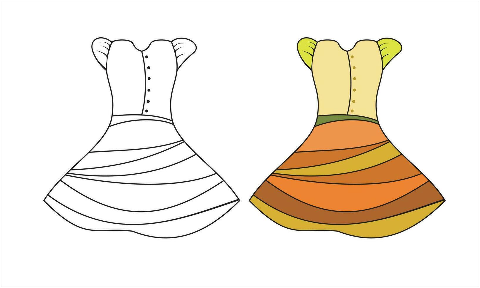 doodle dessin à la main avec des vêtements pour enfants. illustration vectorielle de lignes et de pages à colorier pour les enfants vecteur