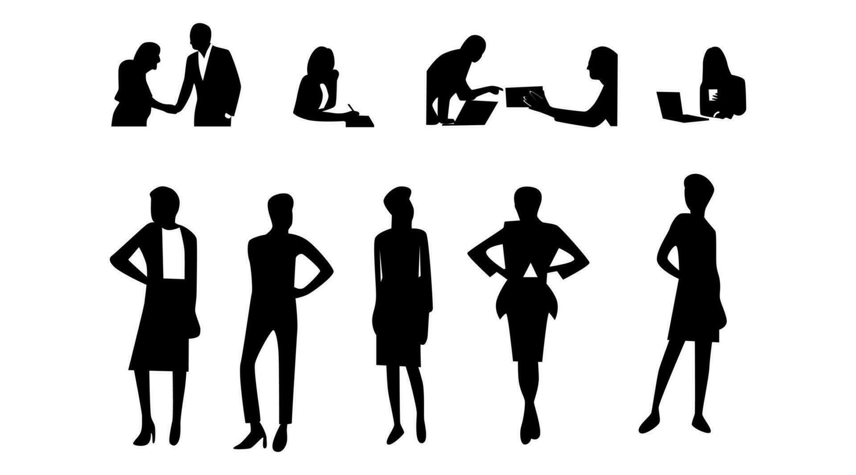 collection de silhouettes de Bureau ouvriers vecteur