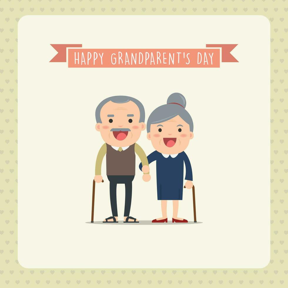 grands-parents et petits enfants. content grands-parents avec leur petits enfants prise une marcher. les grands-parents journée vecteur