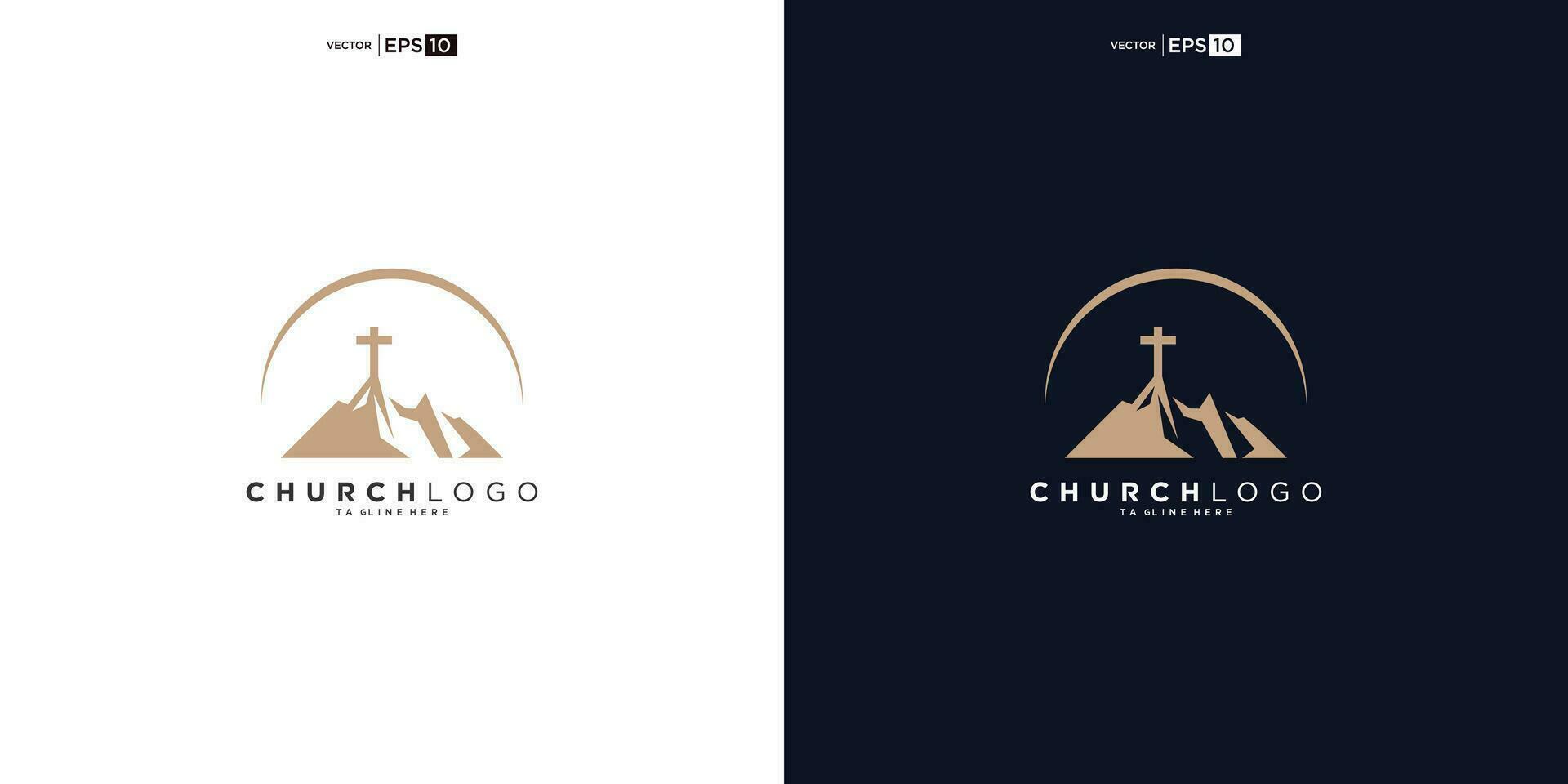 église logo dessins avec montagne, minimaliste logo. gens église vecteur logo conception modèle