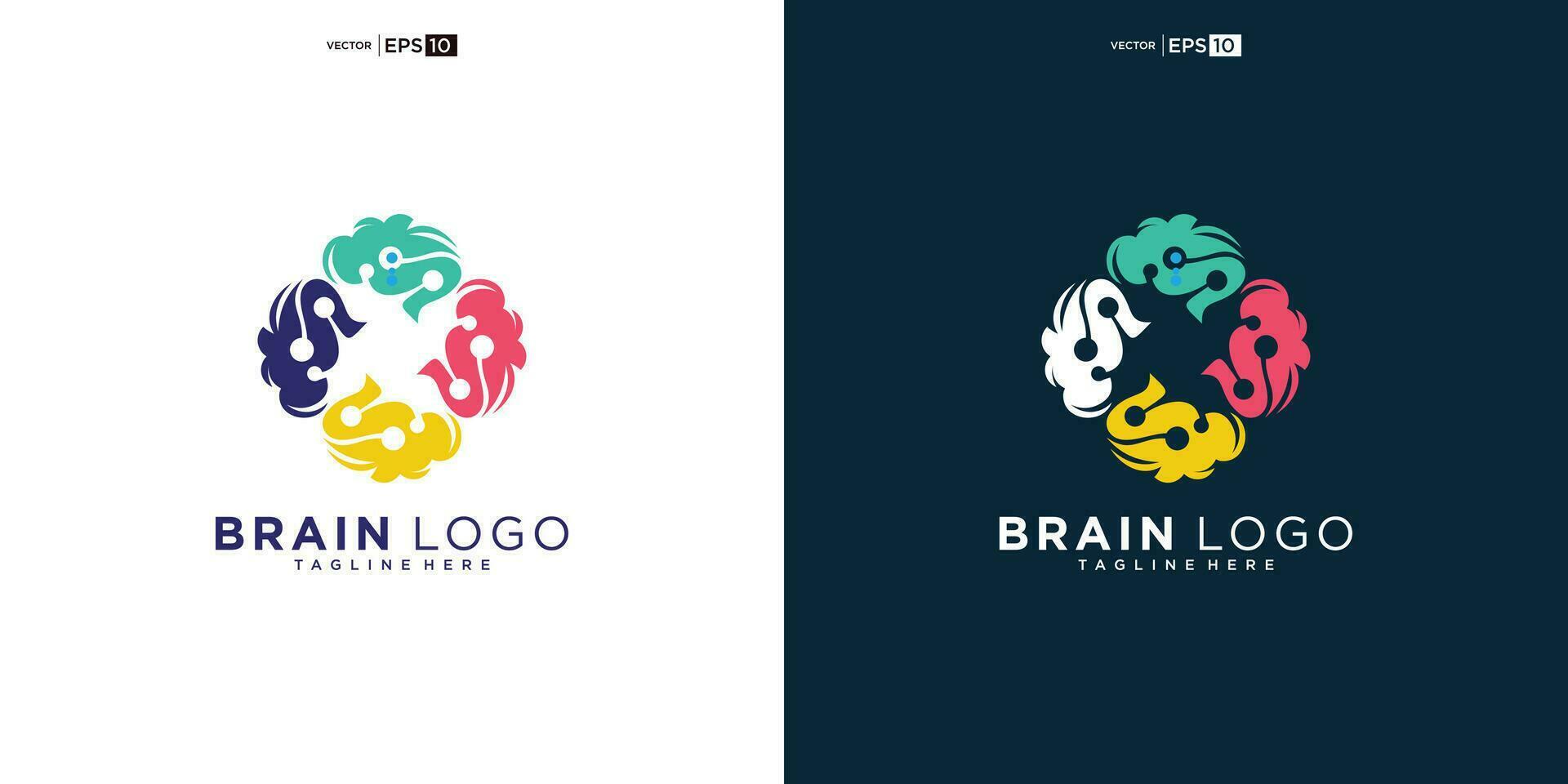 cerveau Couleur logo. génie intelligent symbole conception. abstrait cerveau logo éléments vecteur