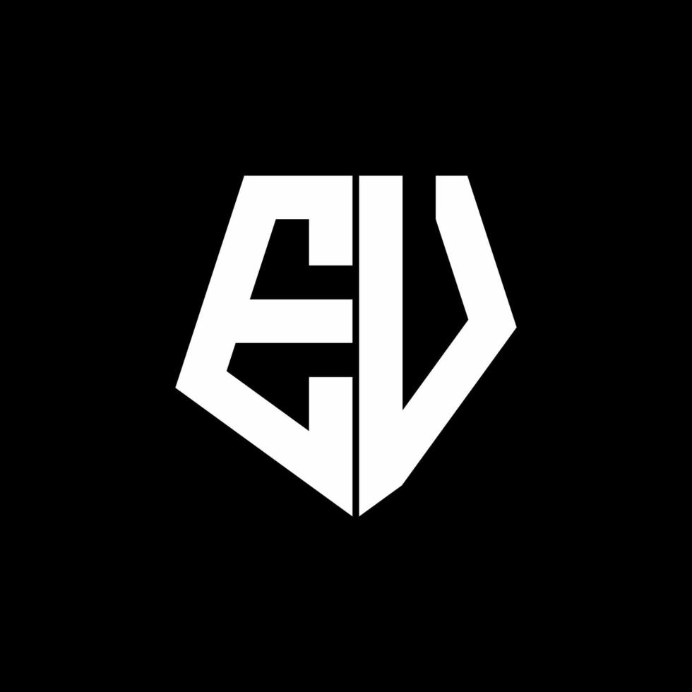 monogramme du logo ev avec modèle de conception de style de forme pentagonale vecteur
