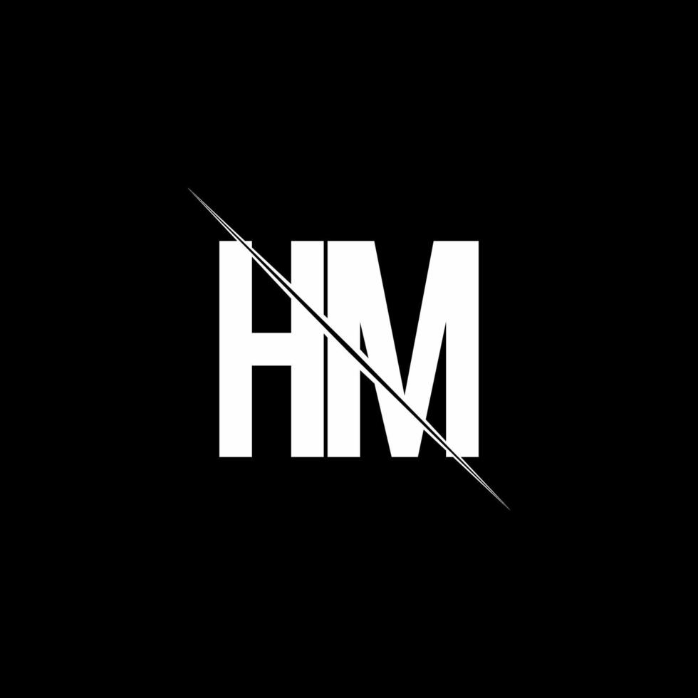 monogramme du logo hm avec modèle de conception de style slash vecteur