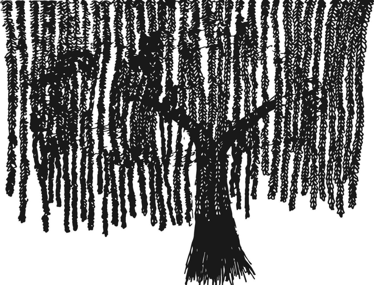 main tiré arbre esquisser illustraion vecteur
