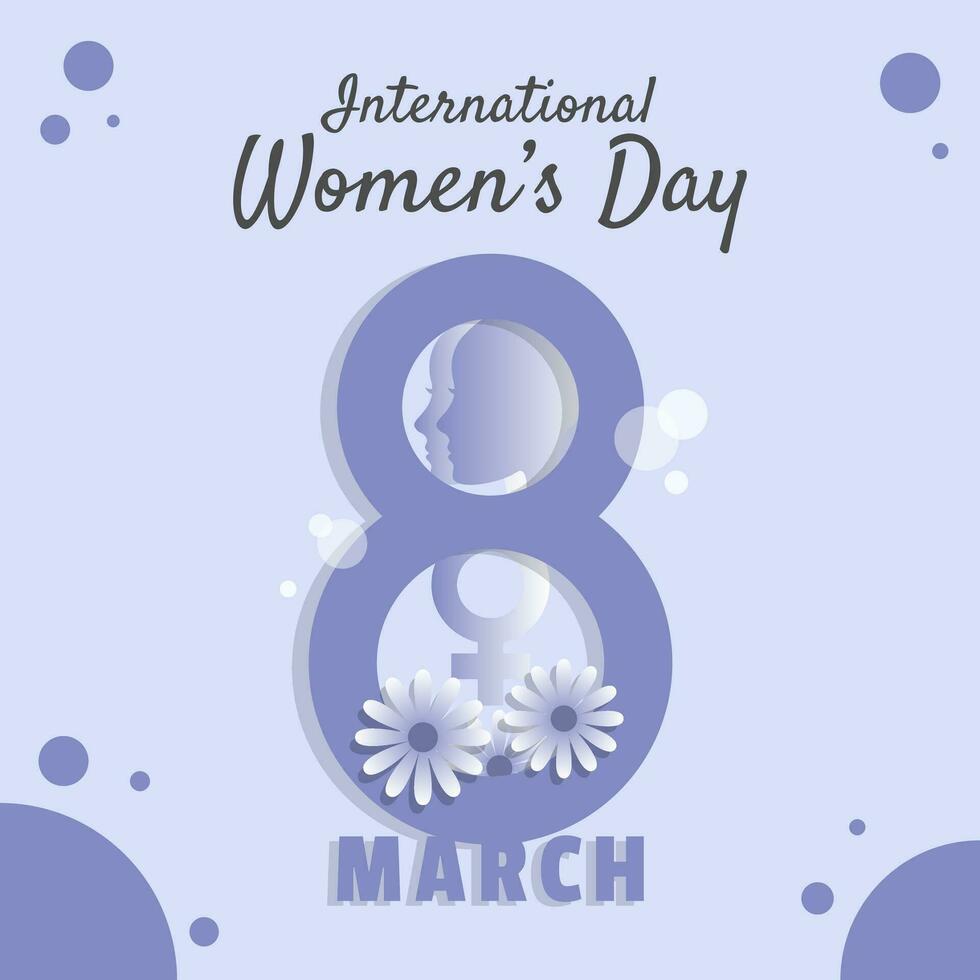 international aux femmes journée affiche avec décoré figure huit vecteur