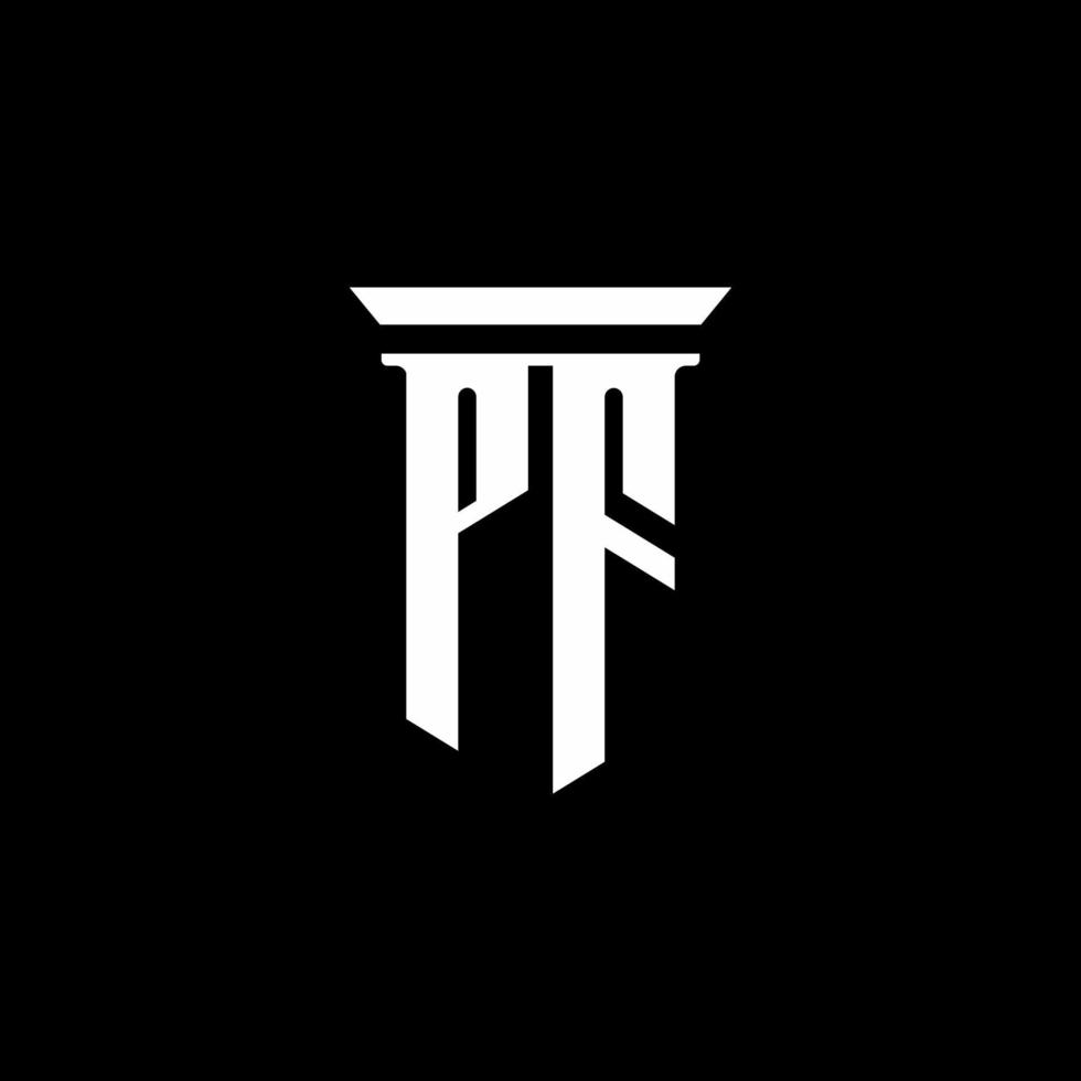 logo monogramme pf avec style emblème isolé sur fond noir vecteur