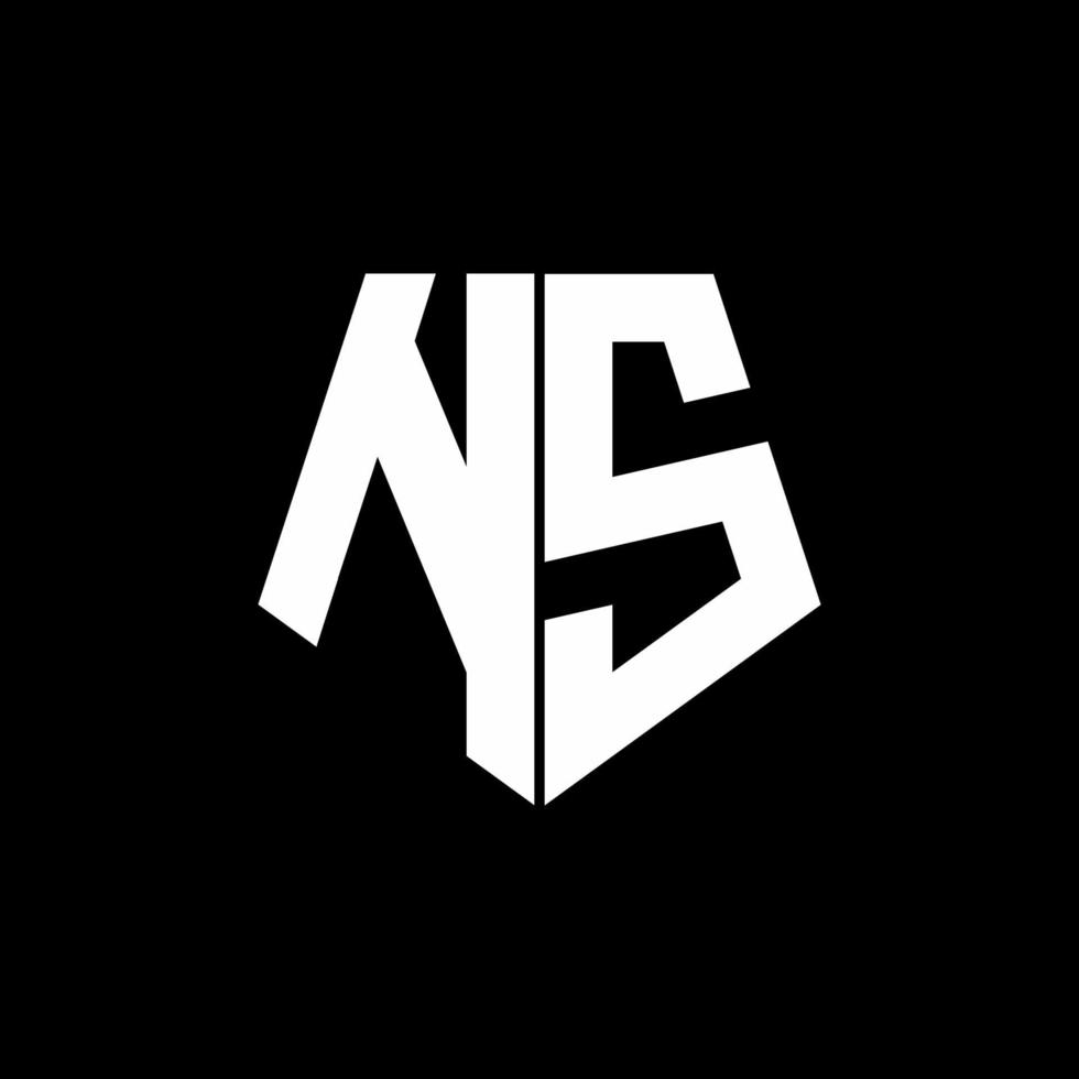 monogramme du logo ns avec modèle de conception de style de forme pentagone vecteur