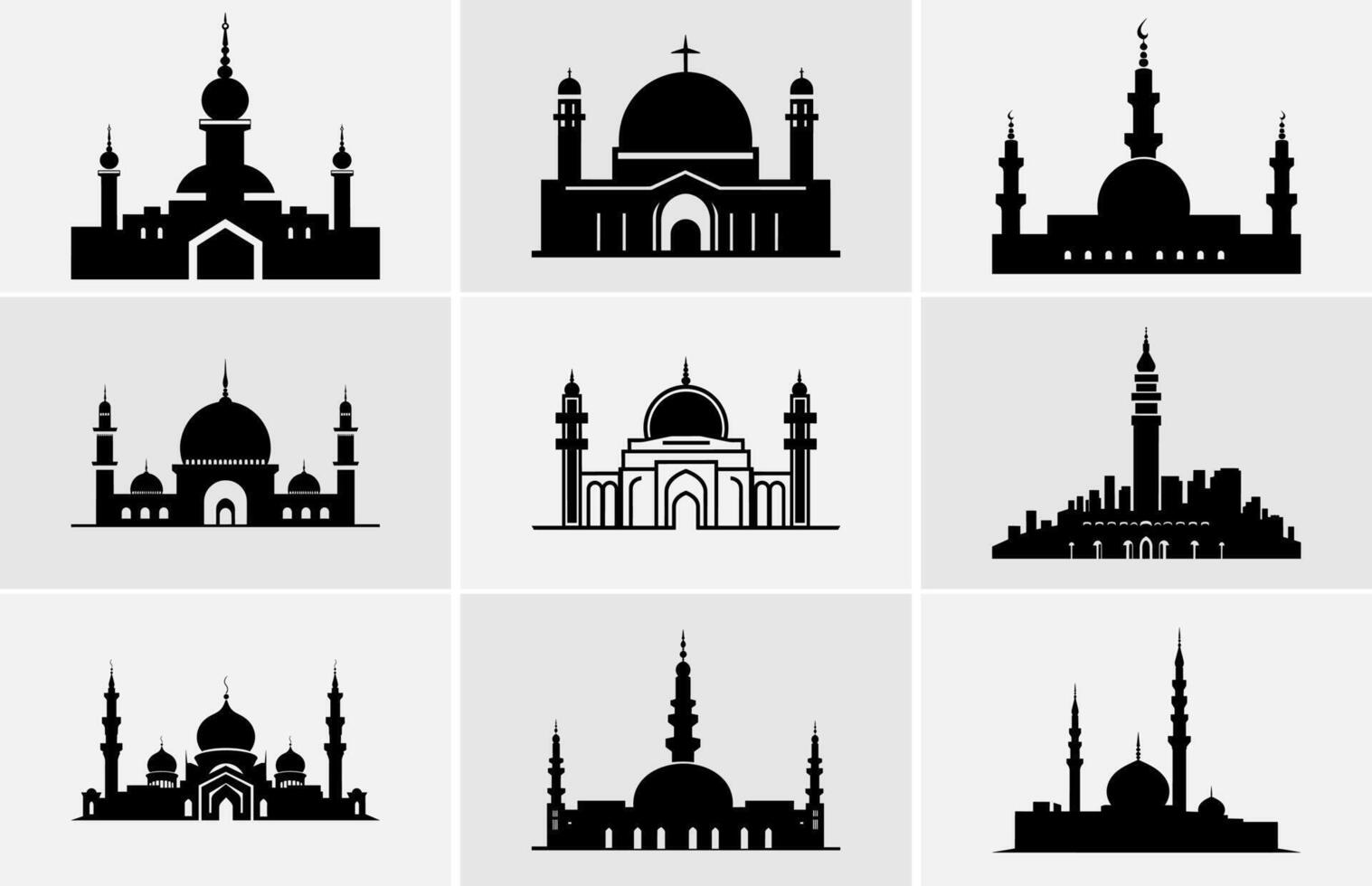 vecteur illustration de une musulman mosquée silhouette. très détaillé mosquées silhouette.