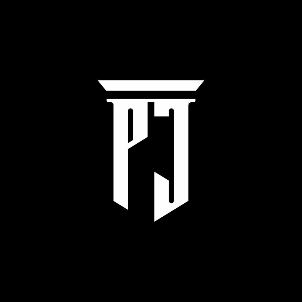 logo monogramme avec style emblème isolé sur fond noir vecteur