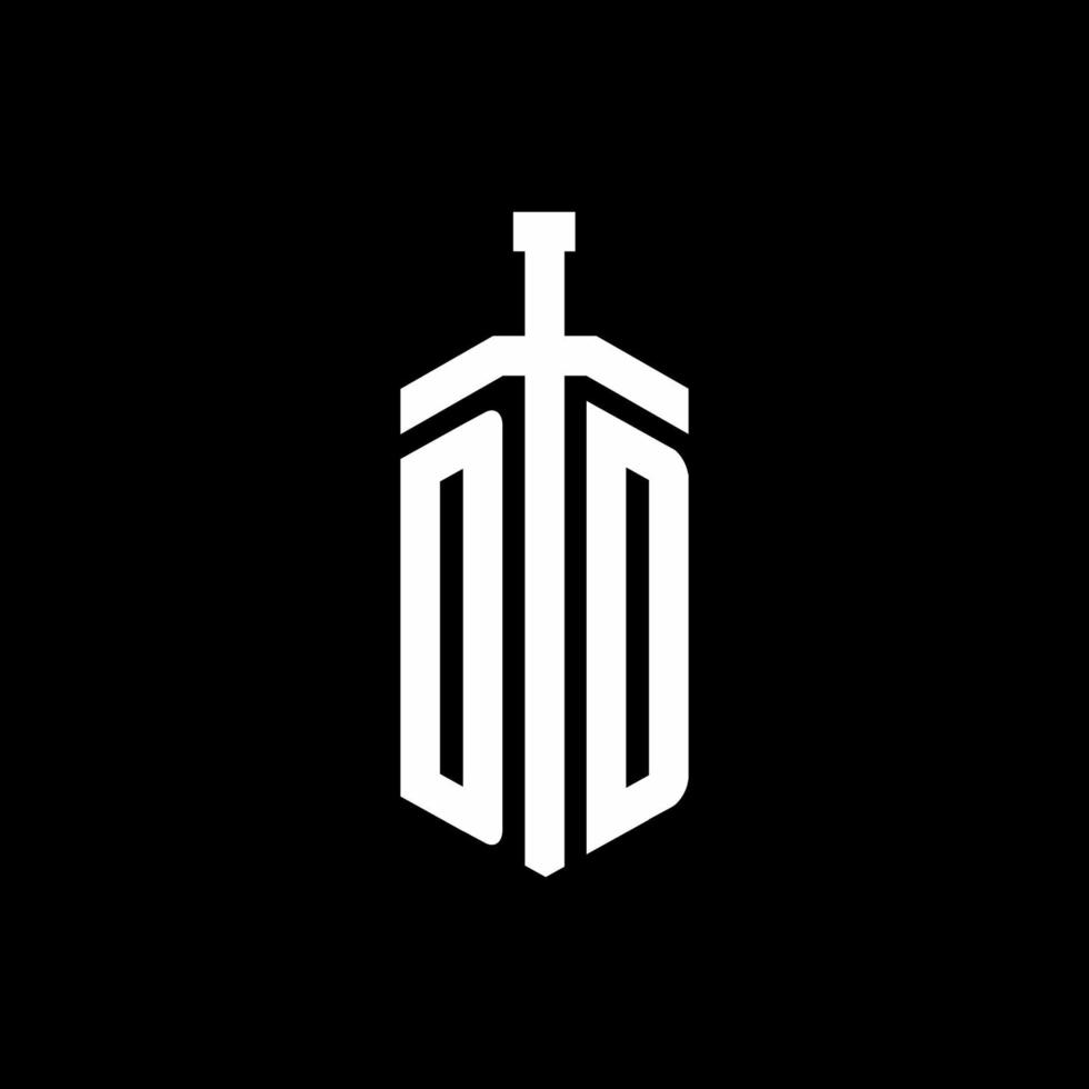 monogramme de logo dd avec modèle de conception de ruban d'élément d'épée vecteur