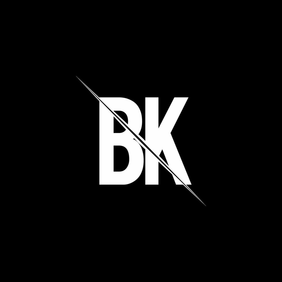 monogramme du logo bk avec modèle de conception de style slash vecteur