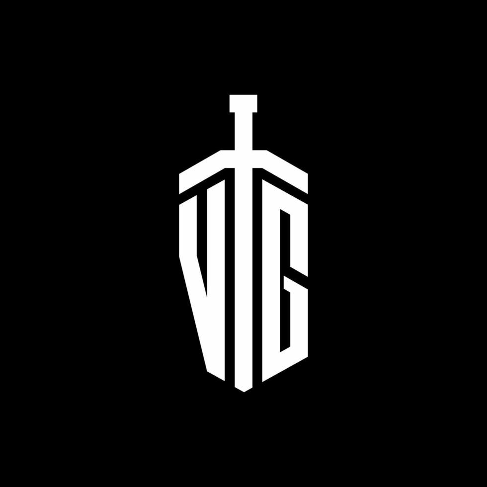 monogramme de logo vg avec modèle de conception de ruban d'élément d'épée vecteur