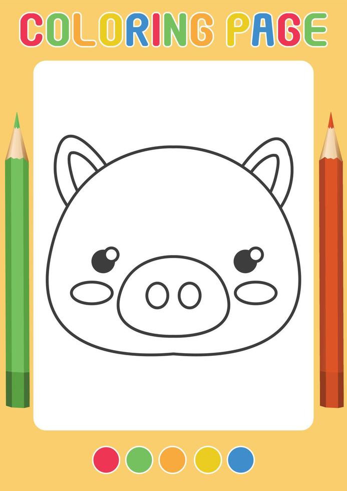 cochon animaux de la ferme pages à colorier activité préscolaire vecteur