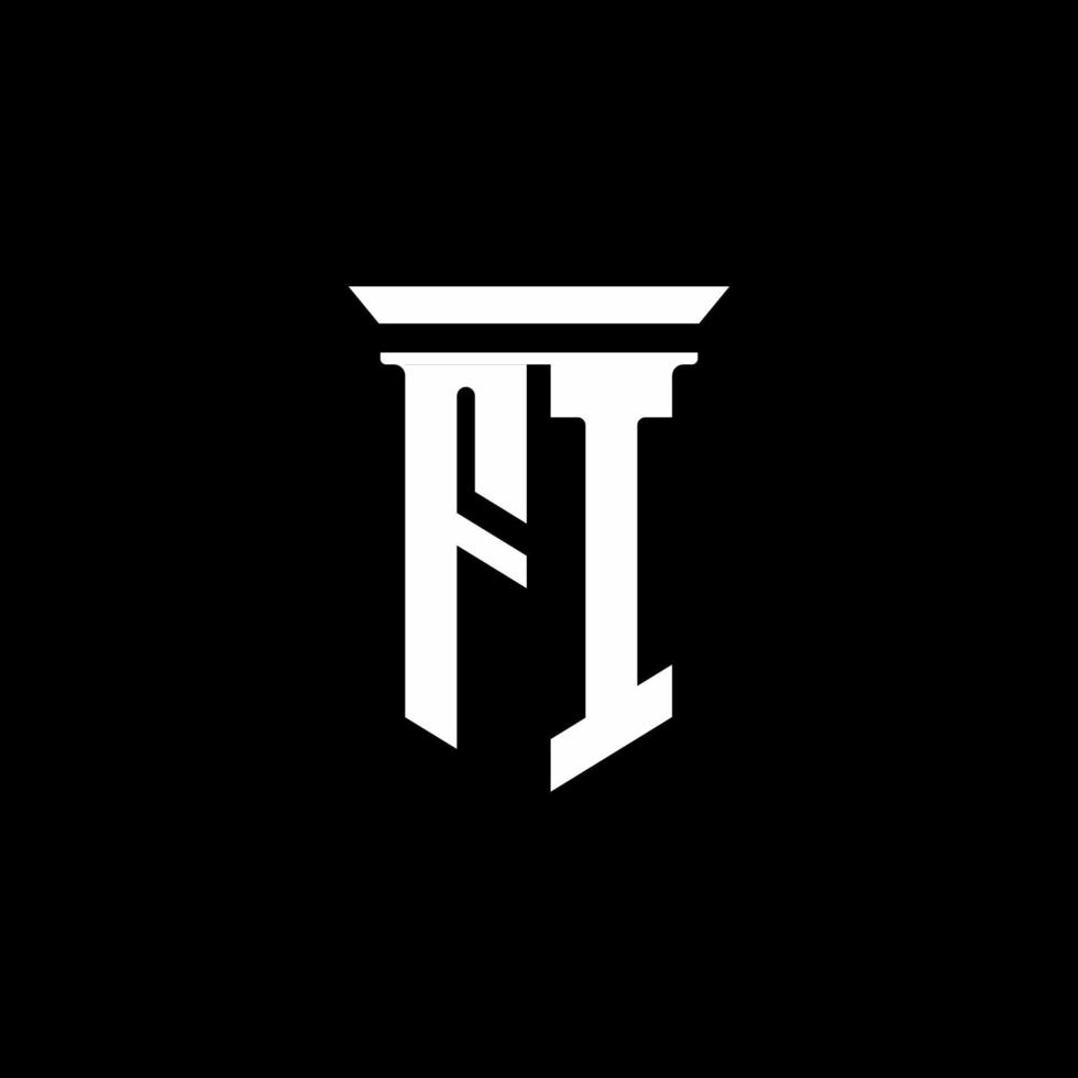 logo monogramme fi avec style emblème isolé sur fond noir vecteur