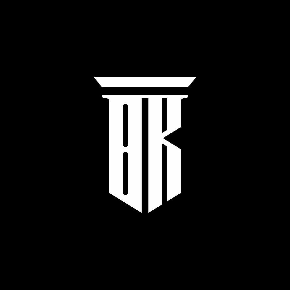 logo monogramme bk avec style emblème isolé sur fond noir vecteur