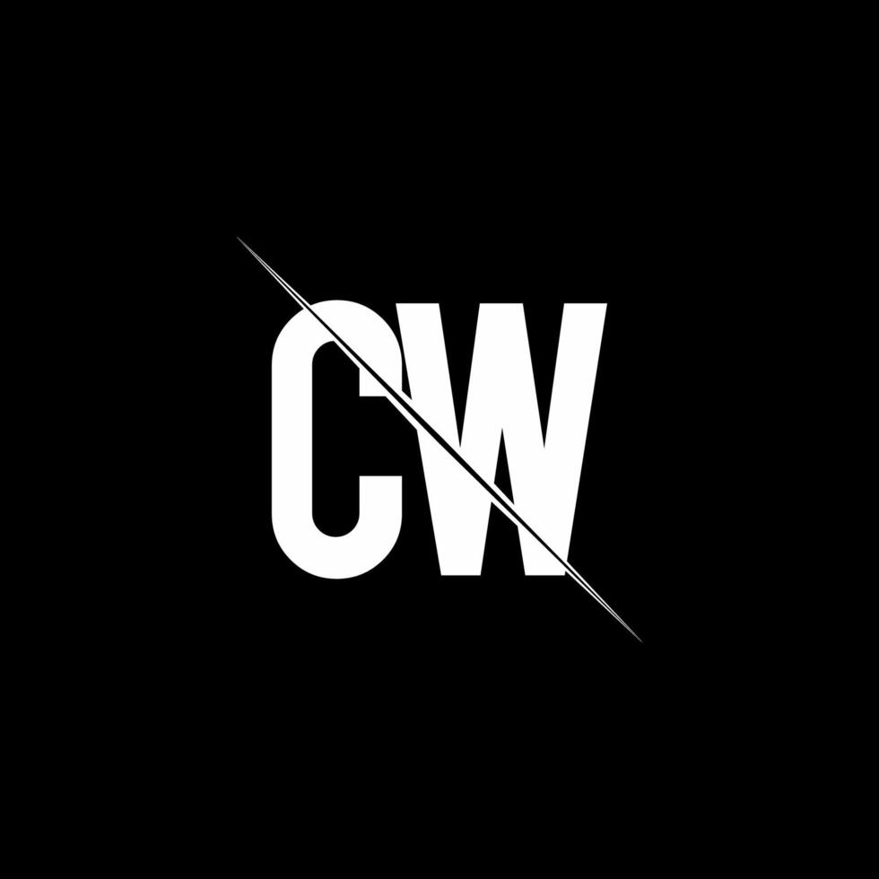monogramme du logo cw avec modèle de conception de style slash vecteur