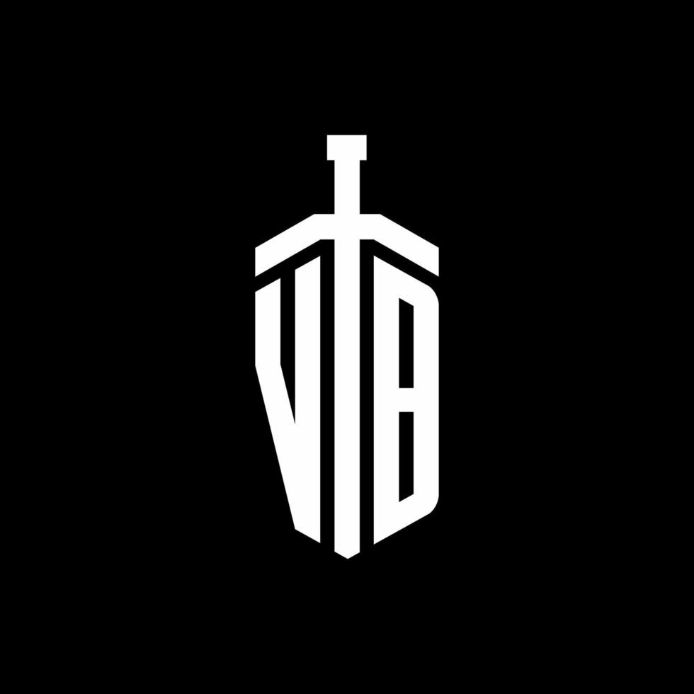 monogramme de logo vb avec modèle de conception de ruban d'élément d'épée vecteur