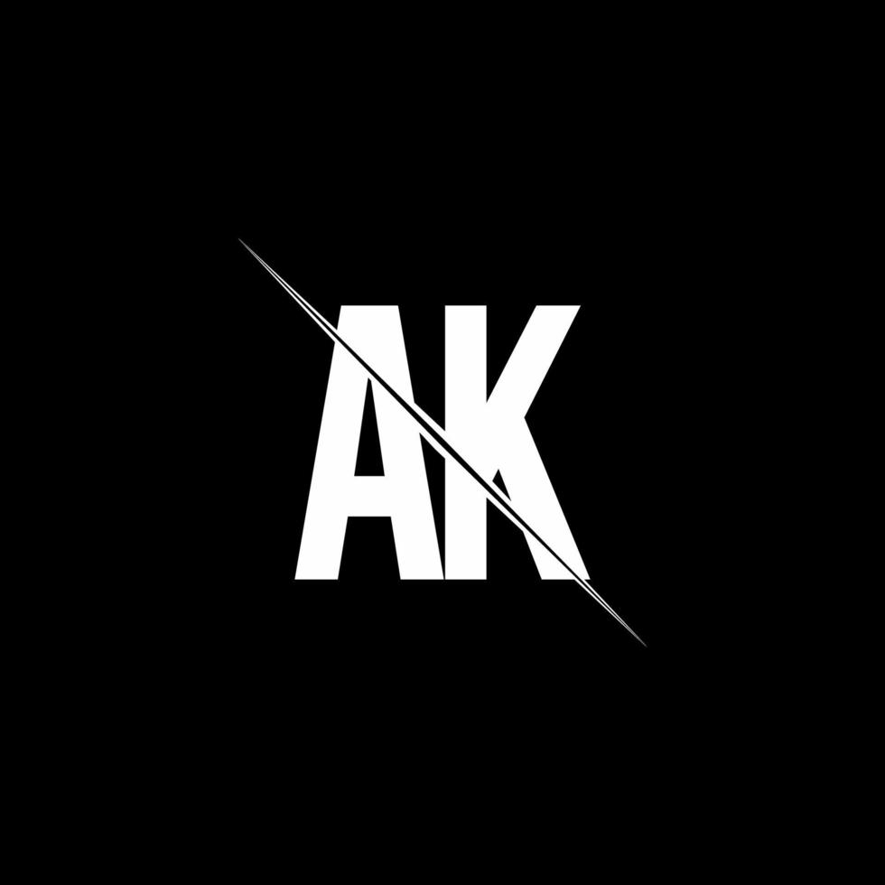 monogramme du logo ak avec modèle de conception de style slash vecteur