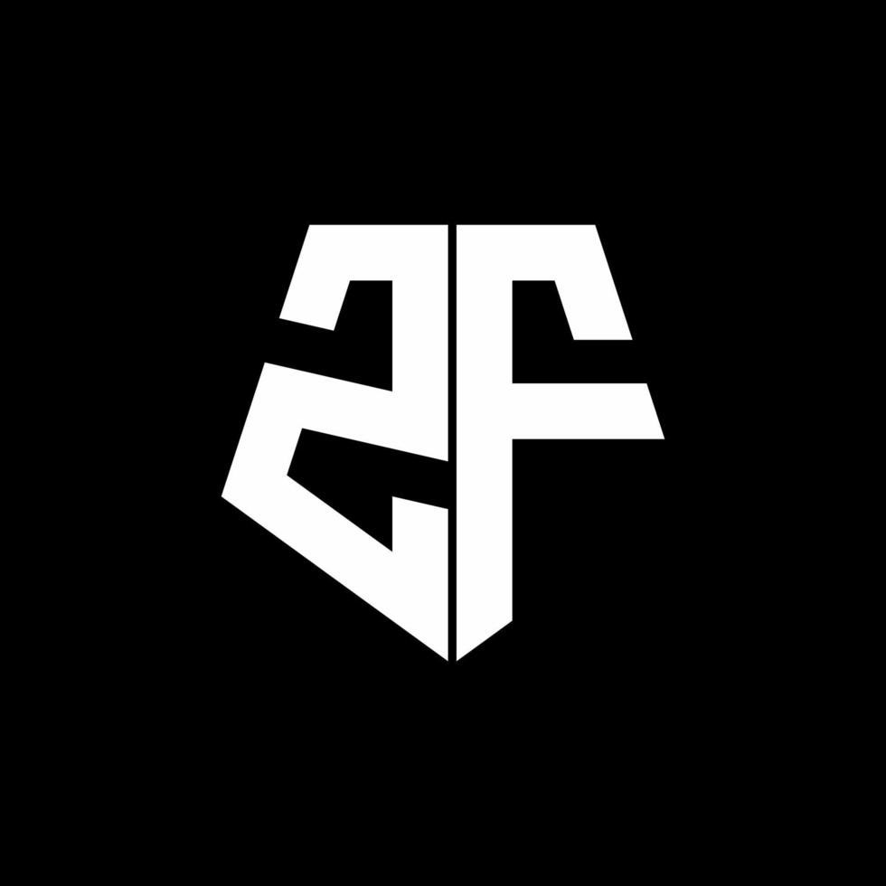 monogramme du logo zf avec modèle de conception de style de forme pentagone vecteur