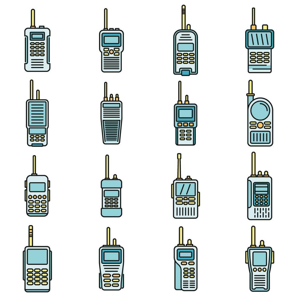 Sécurité walkie talkie Icônes ensemble vecteur Couleur