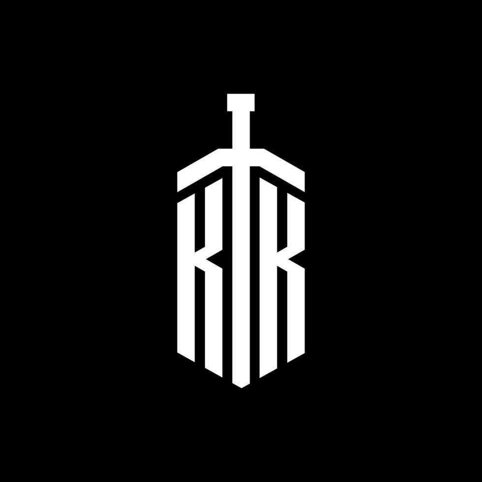 monogramme du logo kk avec modèle de conception de ruban d'élément d'épée vecteur