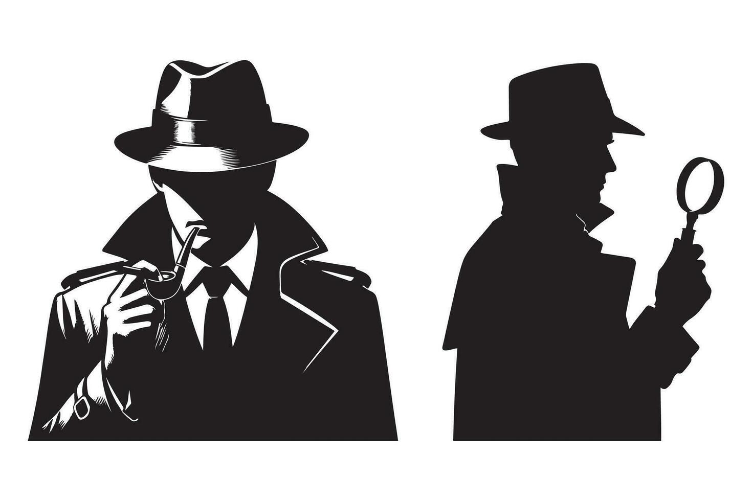 mafia silhouette vecteur détective silhouette vecteur isolé sur blanc Contexte