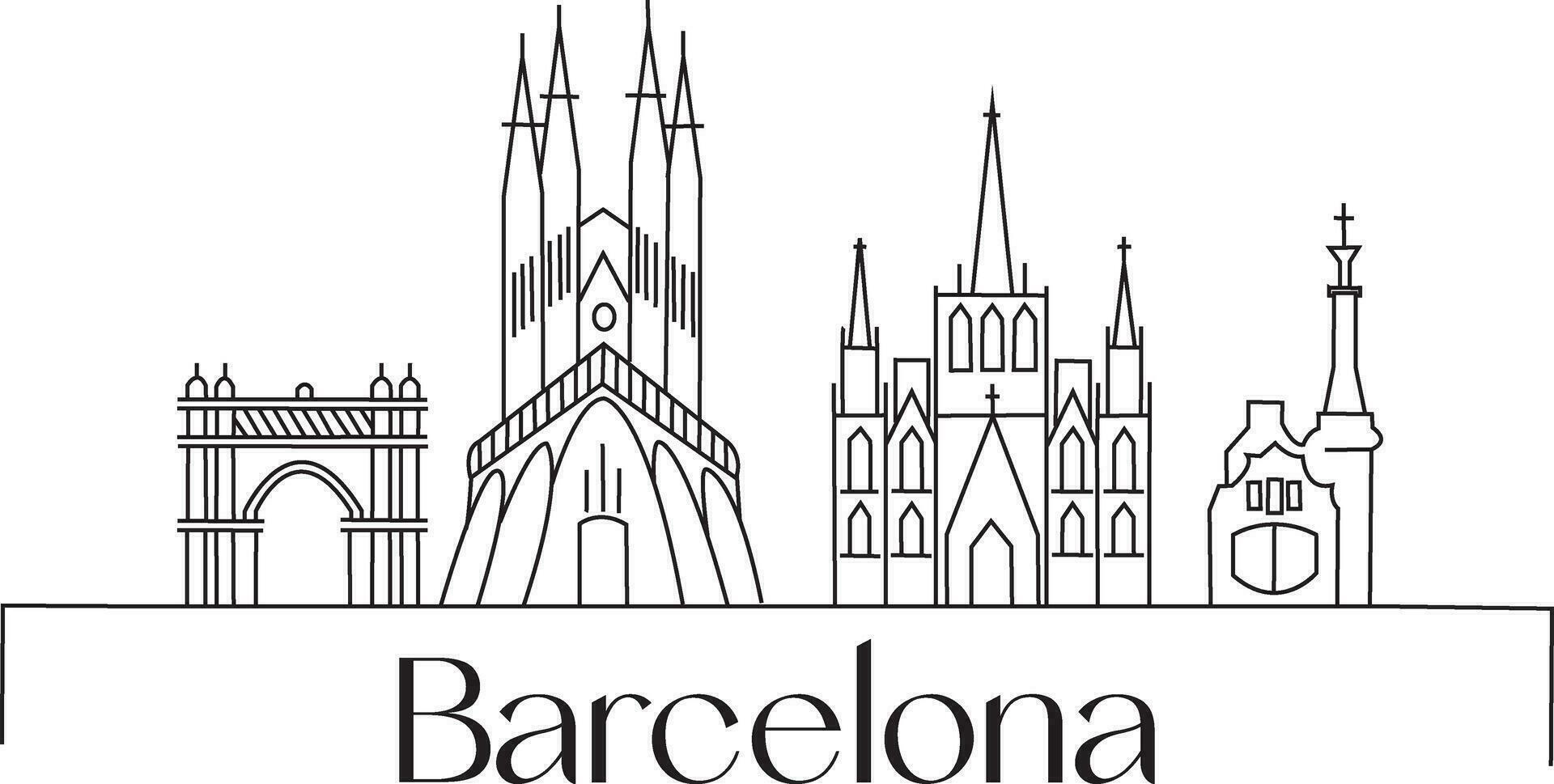 Barcelone ligne ville dessin gratuit vecteur