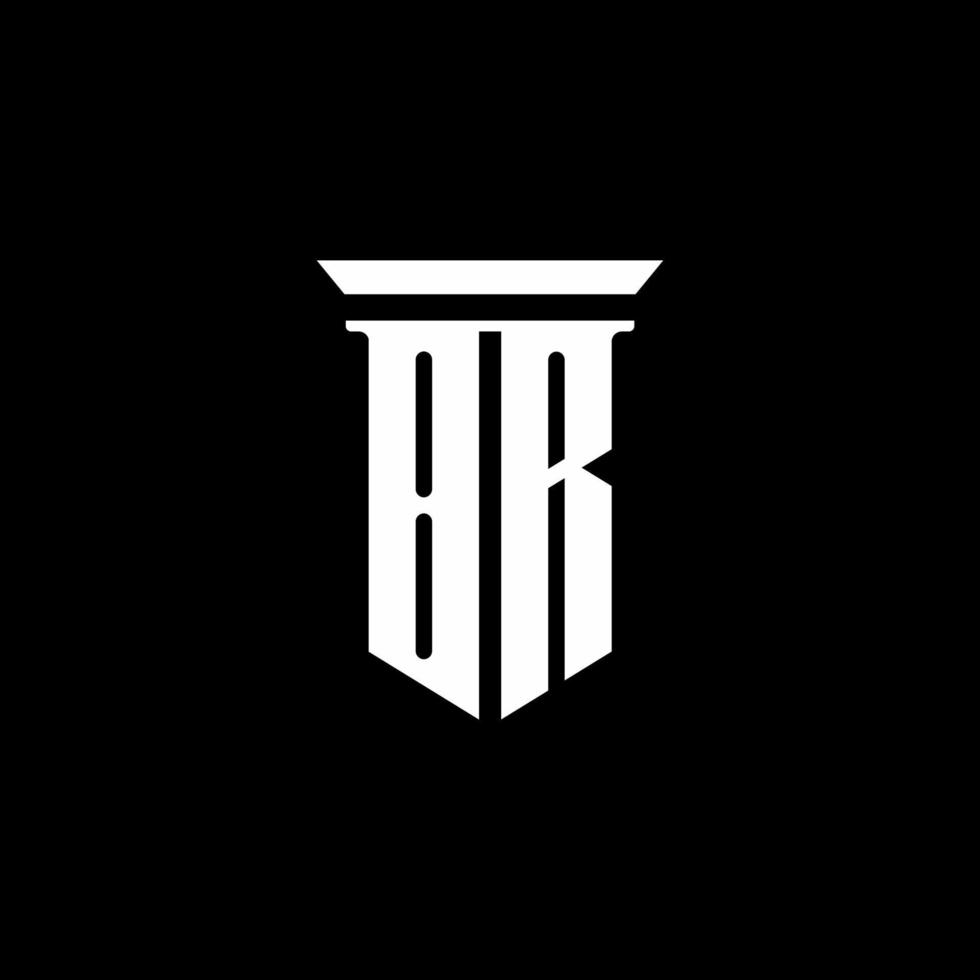 logo monogramme br avec style emblème isolé sur fond noir vecteur