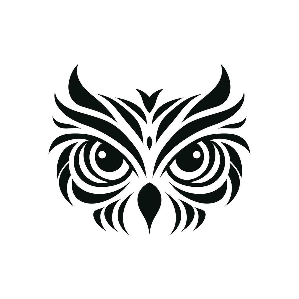 hibou mascotte logo silhouette visage dans vecteur illustration