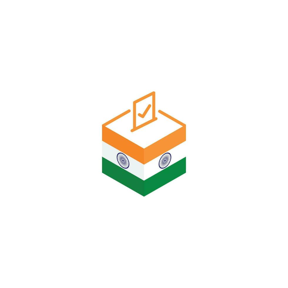 Inde élection concept, démocratie, vote scrutin boîte avec drapeau. vecteur icône illustration