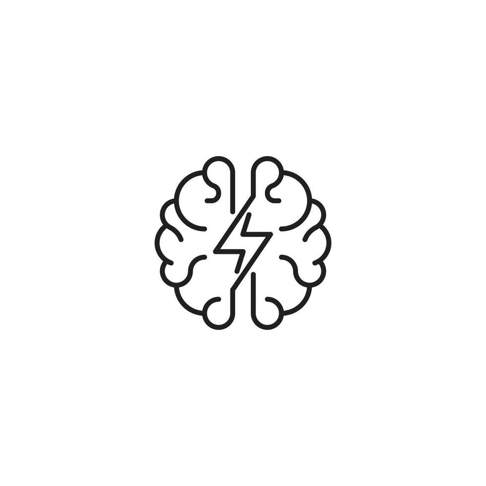 vite pensée, foudre cerveau, intelligent. vecteur logo icône contour modèle