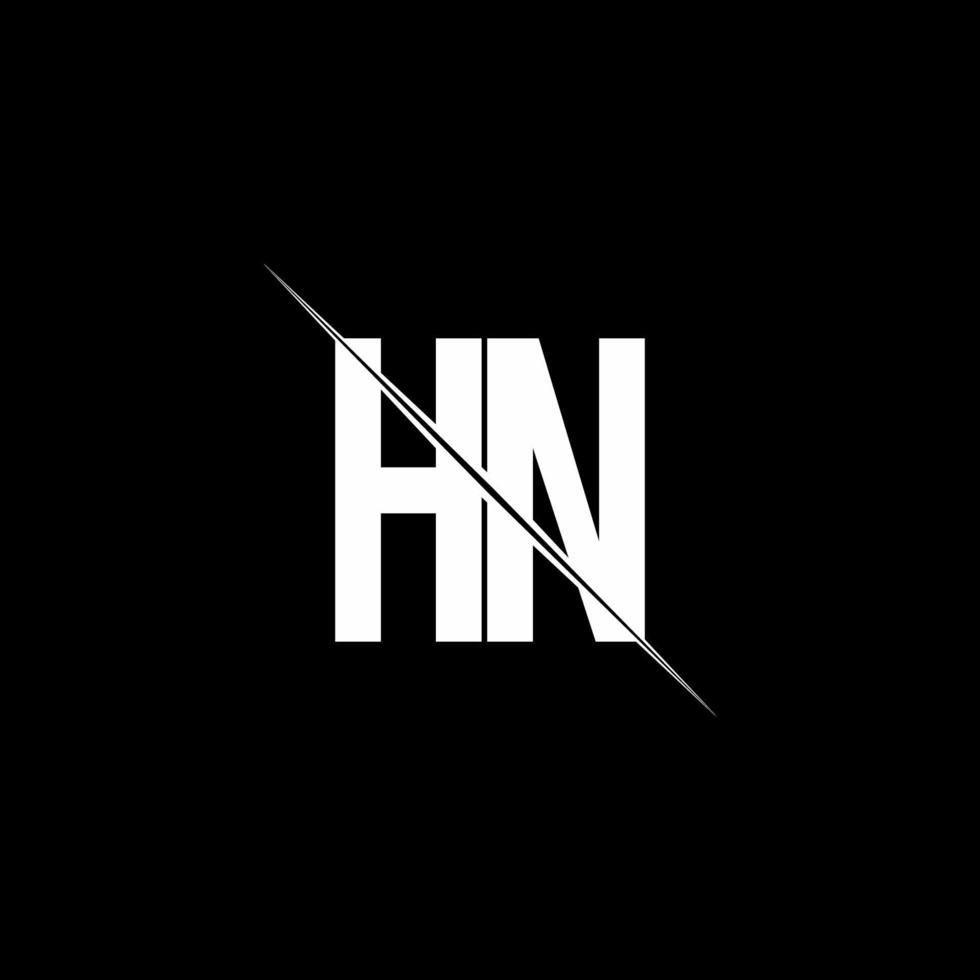 monogramme du logo hn avec modèle de conception de style slash vecteur