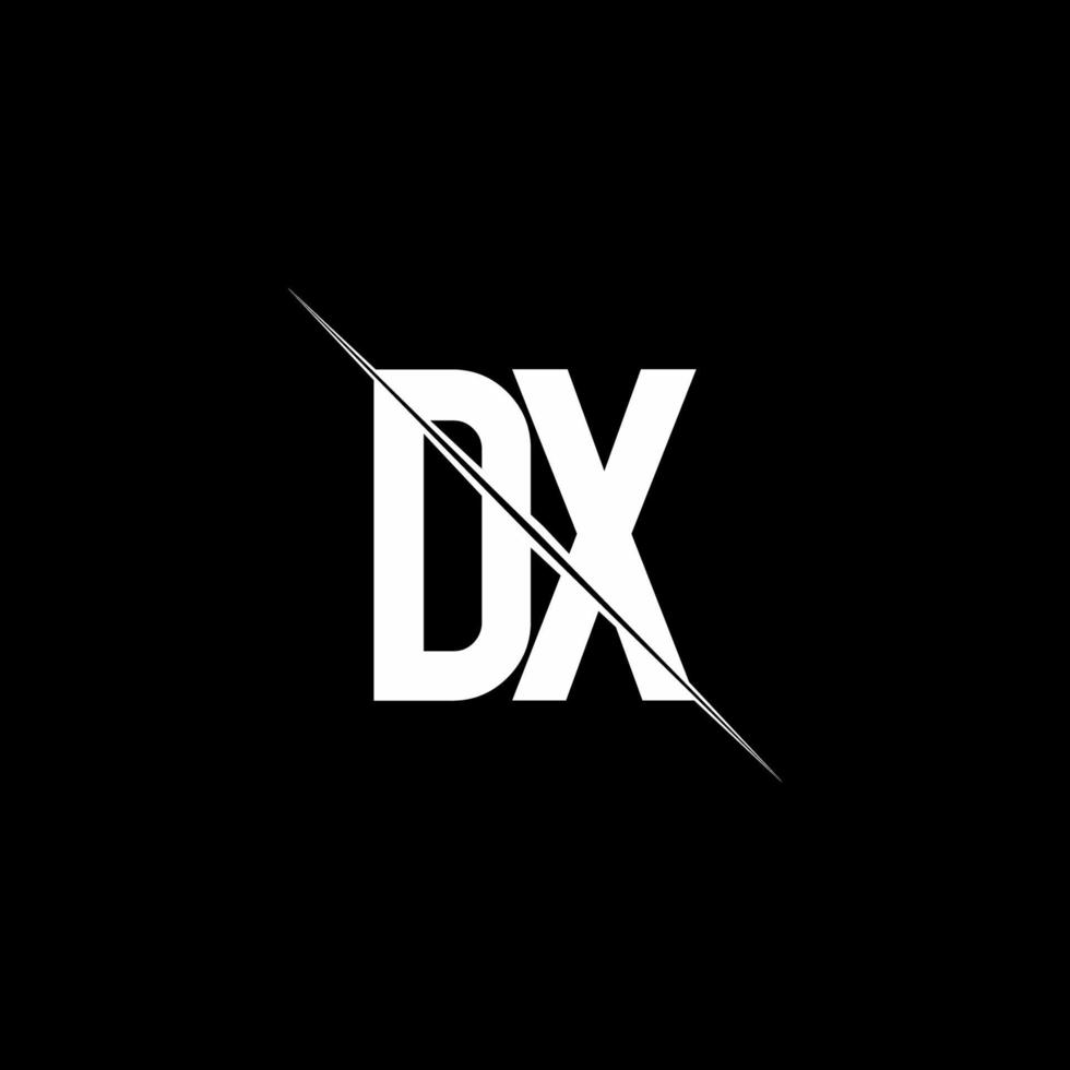 monogramme du logo dx avec modèle de conception de style slash vecteur