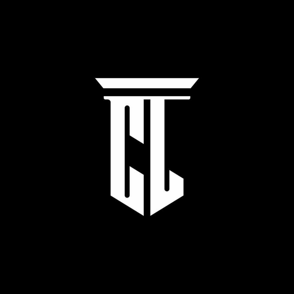 logo monogramme cl avec style emblème isolé sur fond noir vecteur