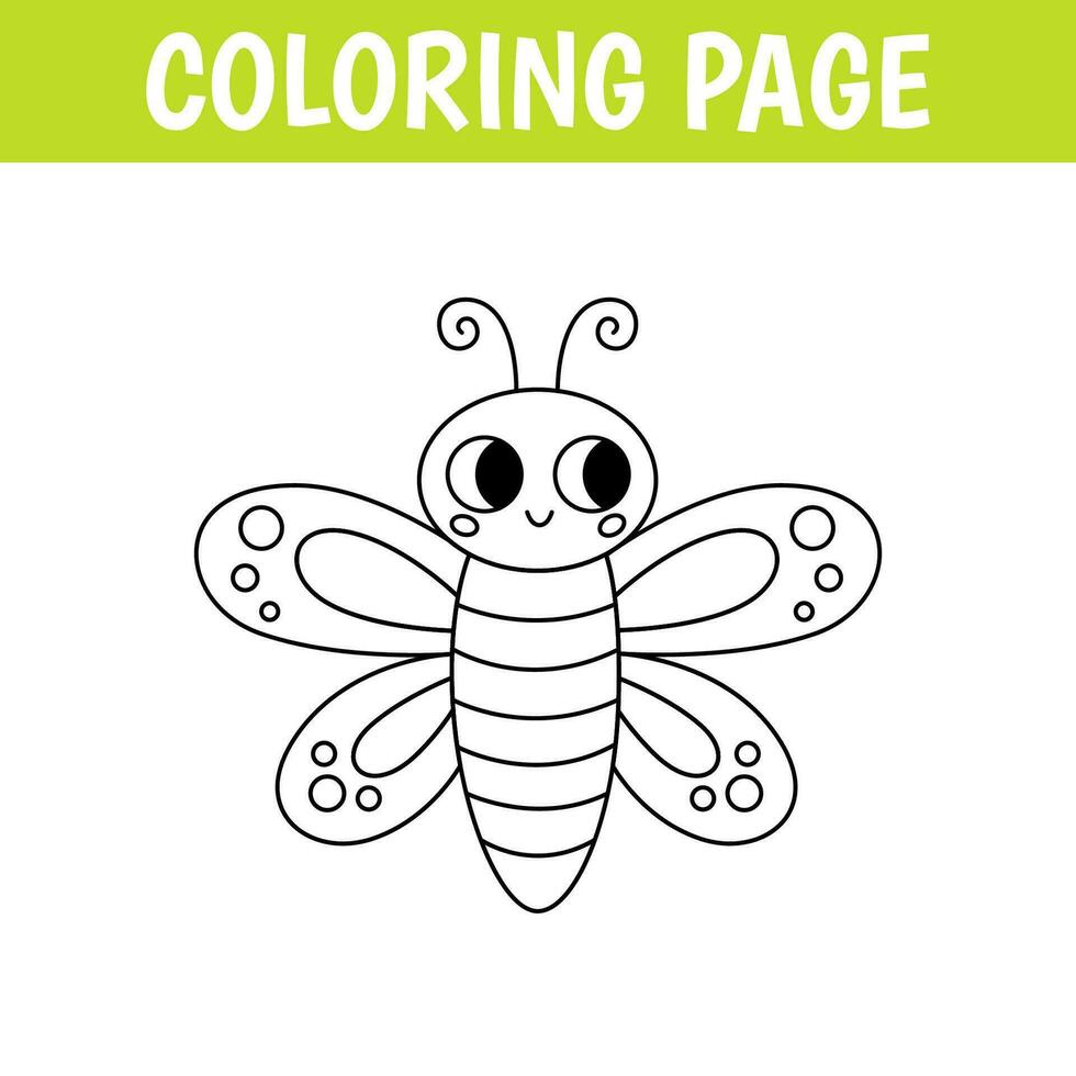 insecte coloration page, mignonne impression avec ligne papillon. imprimable feuille de travail avec Solution pour école et préscolaire. vecteur dessin animé illustration.