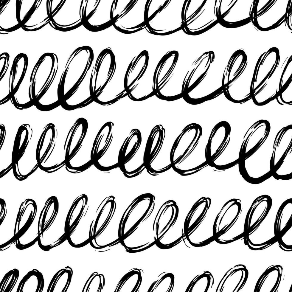 esthétique contemporain imprimable sans couture modèle avec abstrait doubler, point, forme brosse accident vasculaire cérébral dans noir et blanc couleurs. boho Contexte dans minimaliste style vecteur illustration pour fond d'écran en tissu