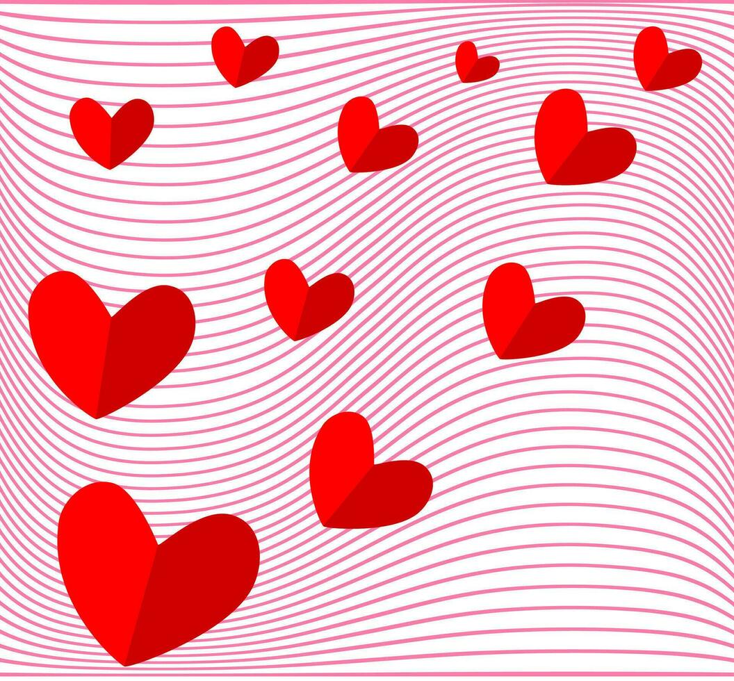 la Saint-Valentin journée. romantique carte postale. moderne rose et rouge modèle avec cœurs pour mariage, la Saint-Valentin journée. vecteur