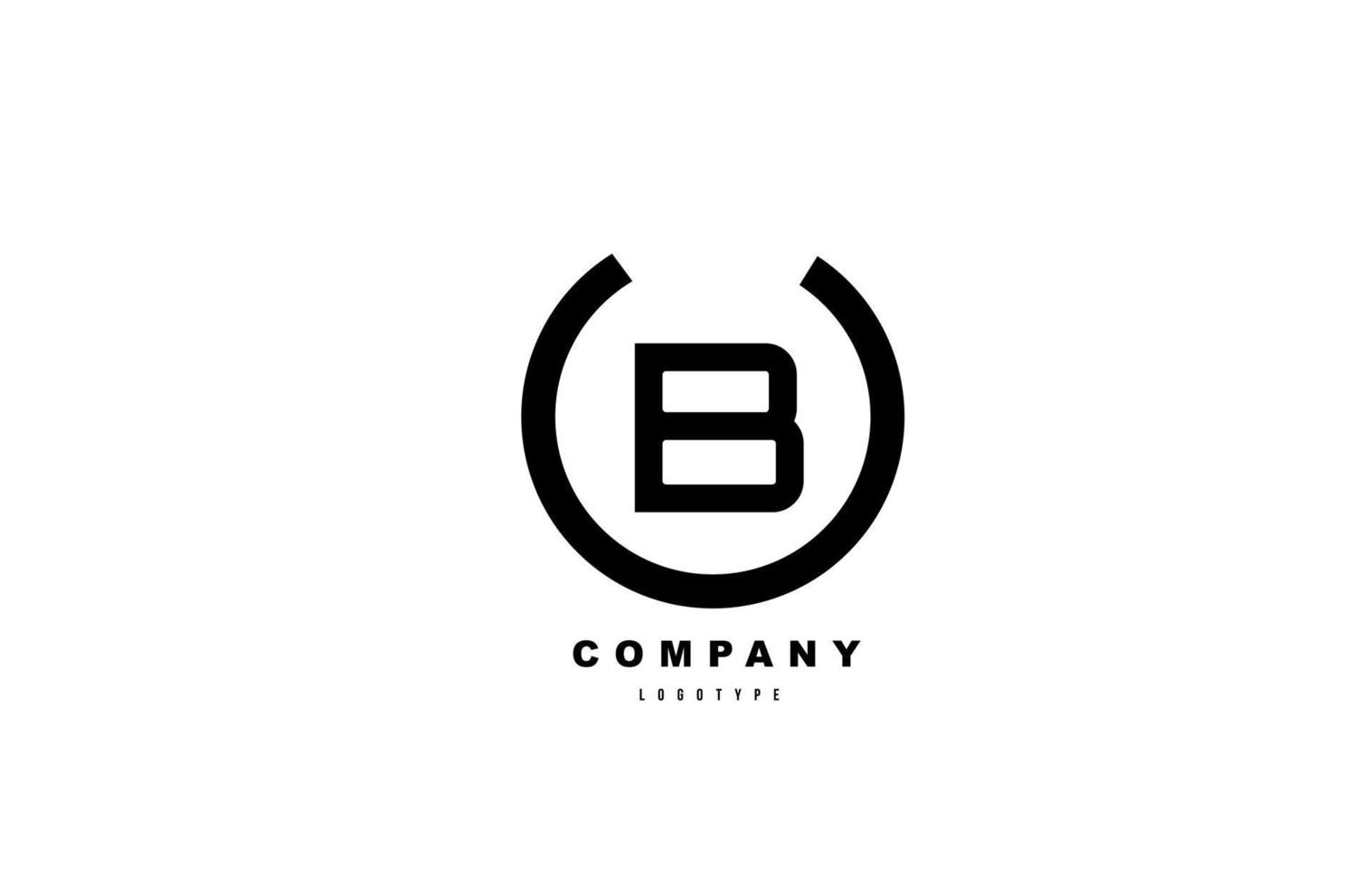 b lettre noir et blanc logo alphabet icône design pour entreprise et entreprise vecteur