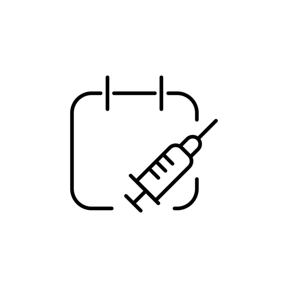 seringue par calendrier contour Facile icône de mince doubler. vecteur illustration pour la toile des sites, applications, conception, bannières et autre fins