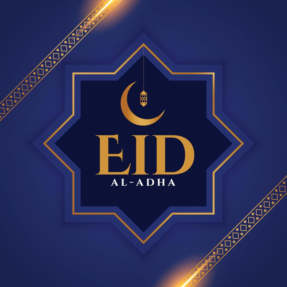 élégant eid Al adha bleu islamique carte conception vecteur