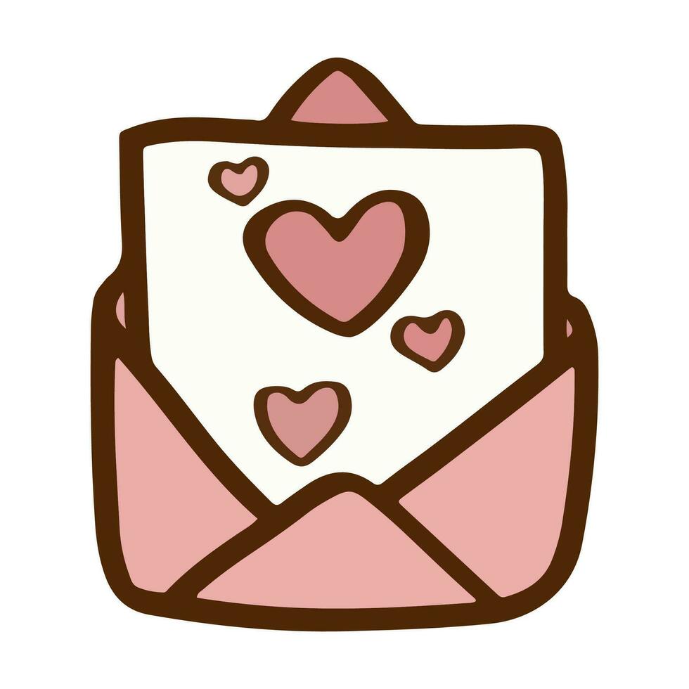 mignonne content enveloppe rose pastel de la Saint-Valentin journée et l'amour anniversaire. romantique articles et l'amour symboles. vecteur illustration.