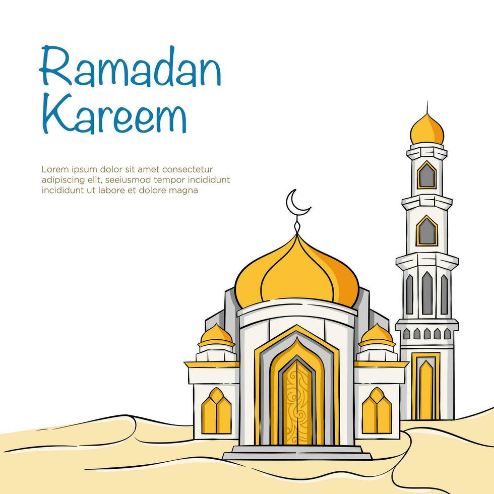 Ramadan kareem main tiré vecteur illustration. adapté pour Ramadan kareem salutation affiche modèle Contexte.