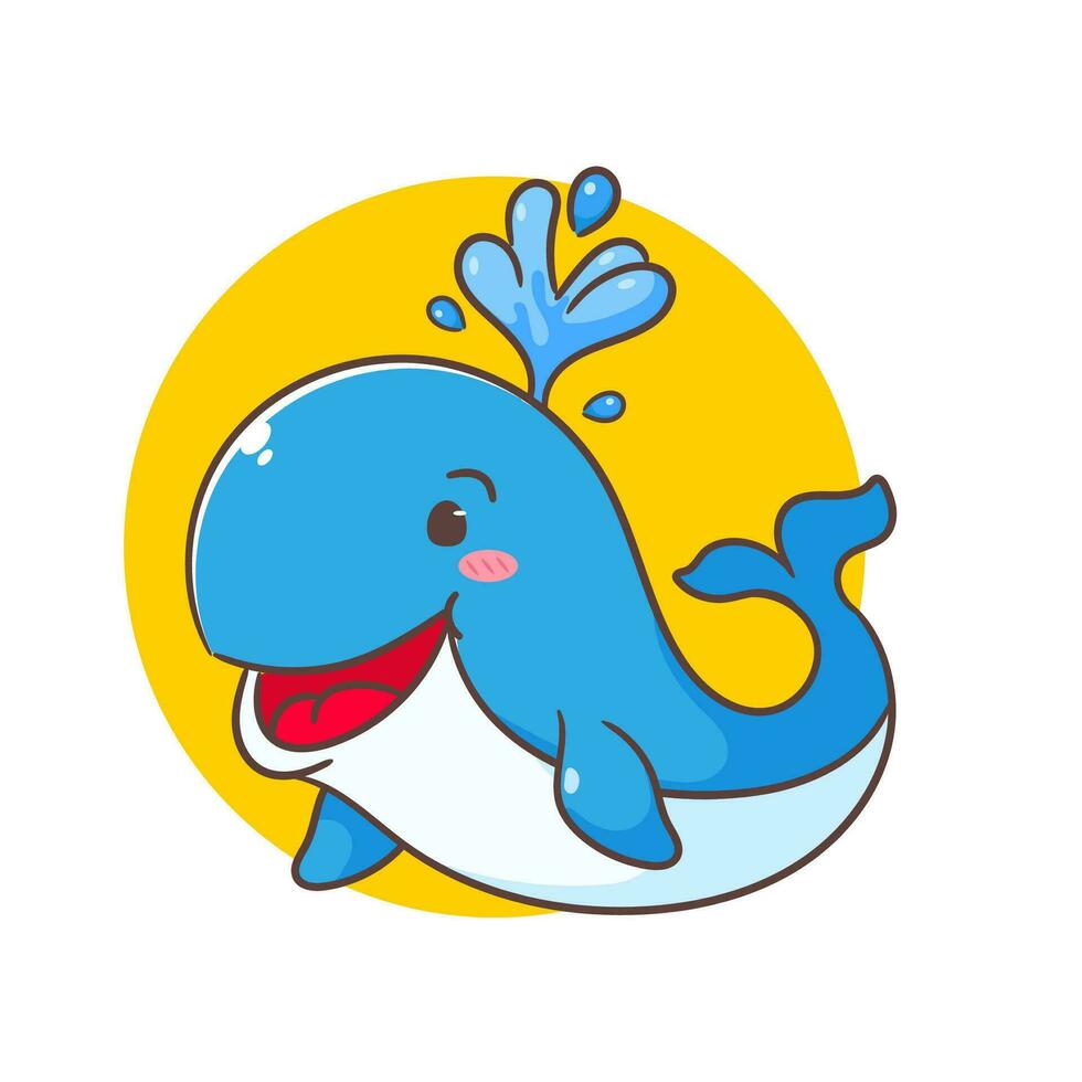 mignonne baleine dessin animé vecteur illustration. adorable et kawaii animal concept conception. sous-marin aquatique mammifères.isolés blanc Contexte.